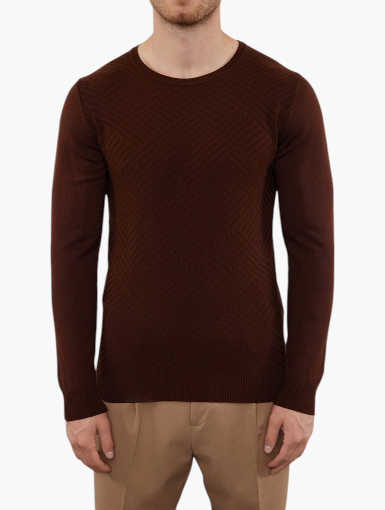 Trendyol Brown Geometric Crew Neck Pullover - Detail View