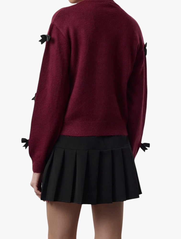 Trendyol Bordeaux Bow Knit Jumper - Back View