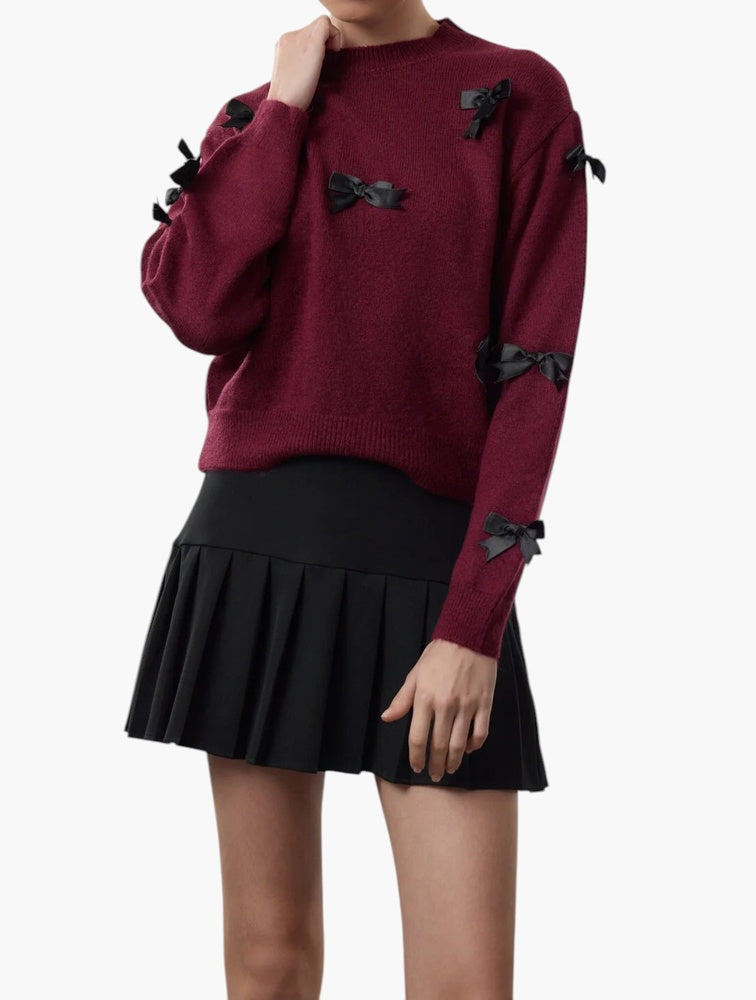 Trendyol Bordeaux Bow Knit Jumper - Side View