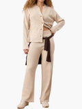 Trendyol Neutral Knit Cardigan & Trouser Set - Front