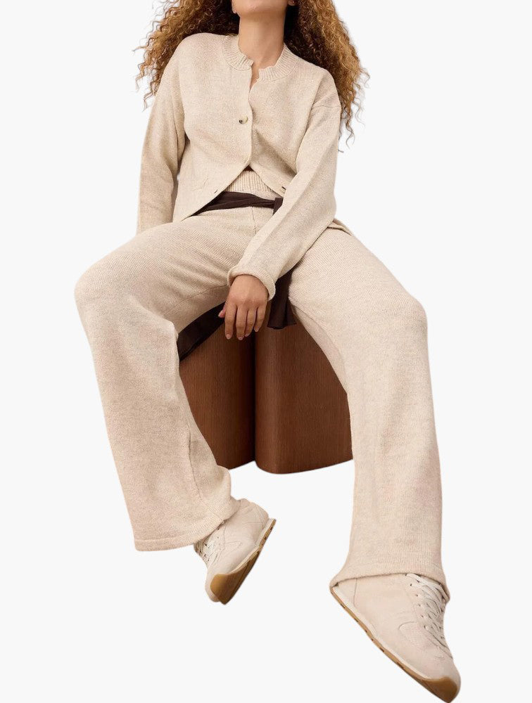 Trendyol Neutral Knit Cardigan & Trouser Set - Detail