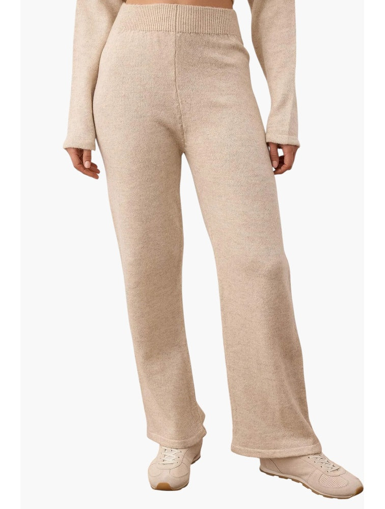 Trendyol Neutral Knit Cardigan & Trouser Set - On Model