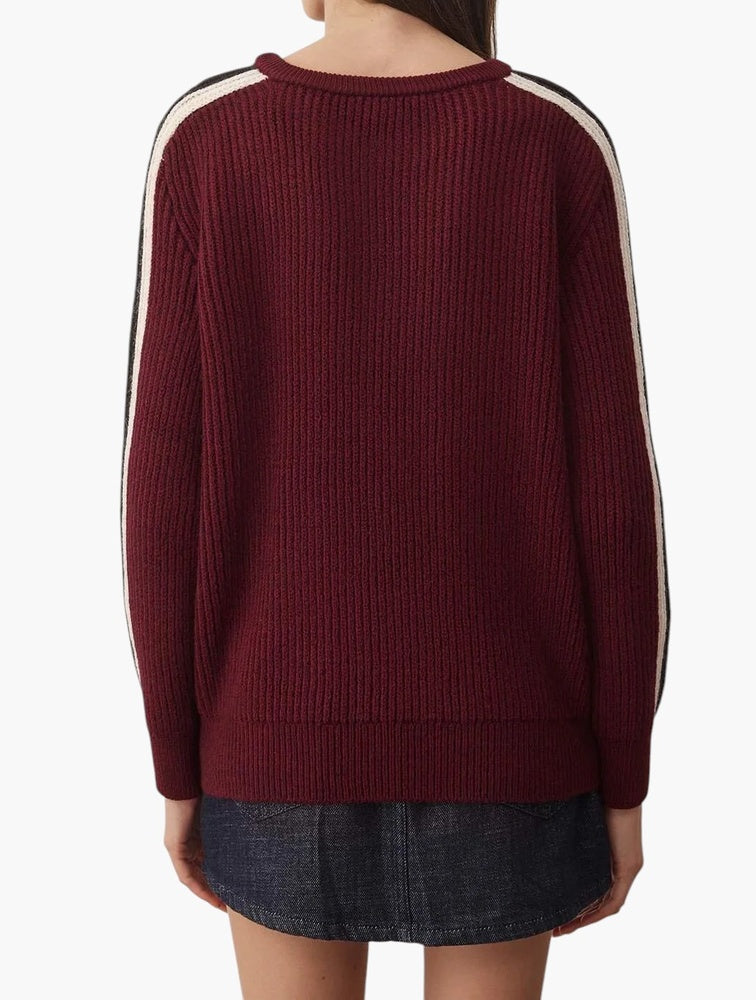 Trendyol Bordeaux Side Stripe Ribbed Sweater - side view