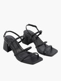Woolworths Black Strappy Slingback Block Heel Sandals - Front View