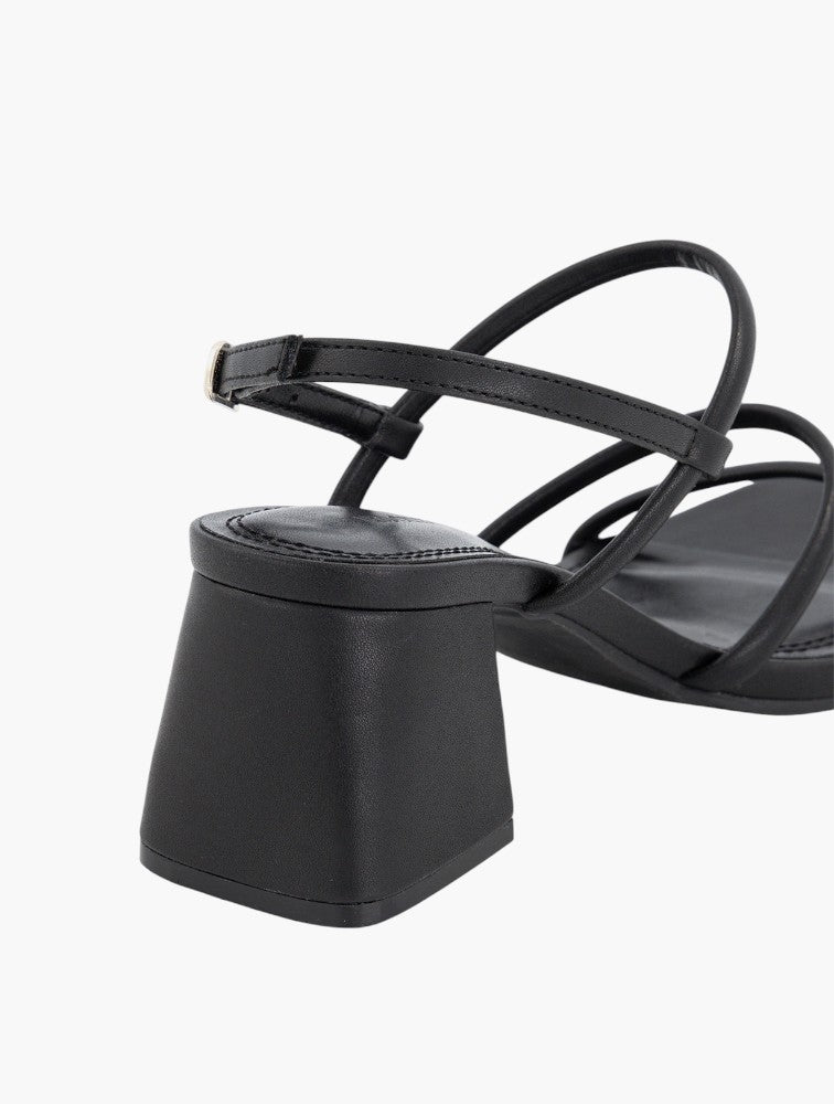 Woolworths Black Strappy Slingback Block Heel Sandals - Side View