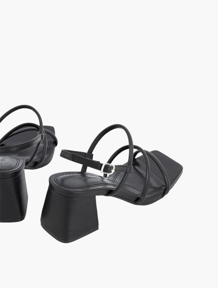 Woolworths Black Strappy Slingback Block Heel Sandals - Top View