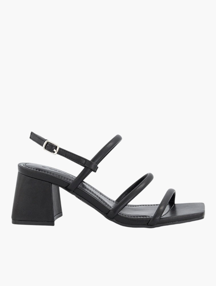 Woolworths Black Strappy Slingback Block Heel Sandals - Detail View