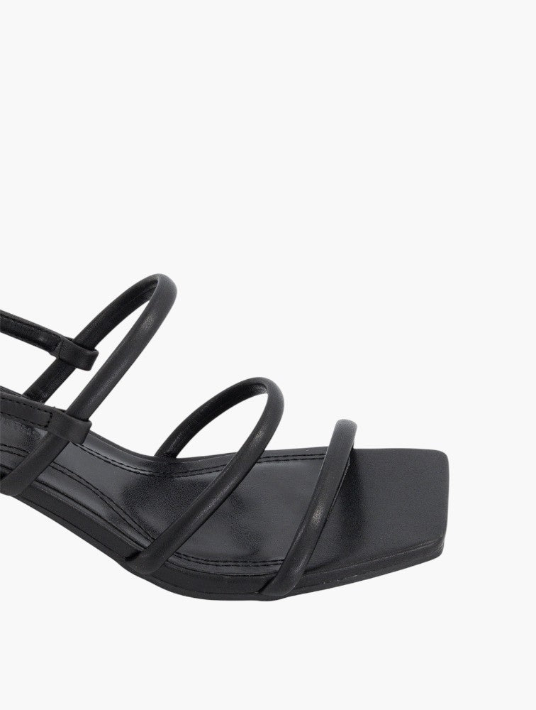 Woolworths Black Strappy Slingback Block Heel Sandals - Back View