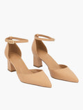 Woolworths Natural Pointed Toe Ankle Strap Block Heels - front view