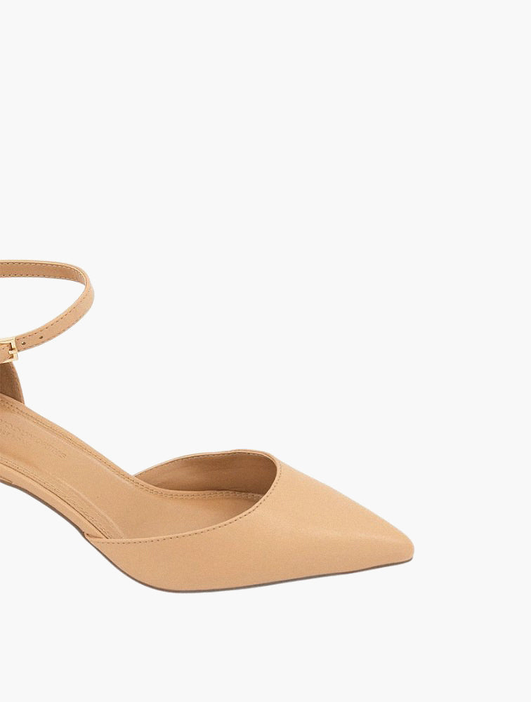 Woolworths Natural Pointed Toe Ankle Strap Block Heels - detail view