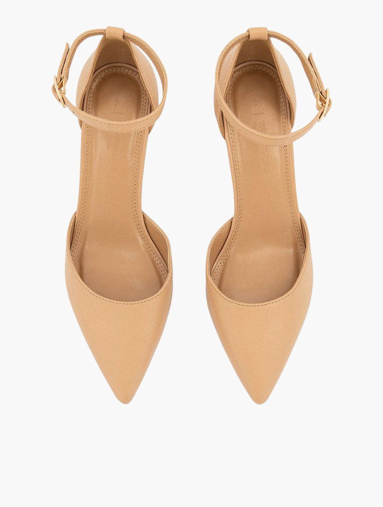 Woolworths Natural Pointed Toe Ankle Strap Block Heels - pair view