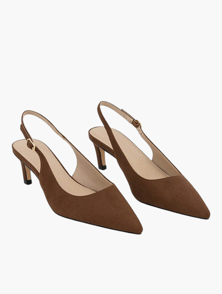 Woolworths Brown Slingback Kitten Heel Pumps - front