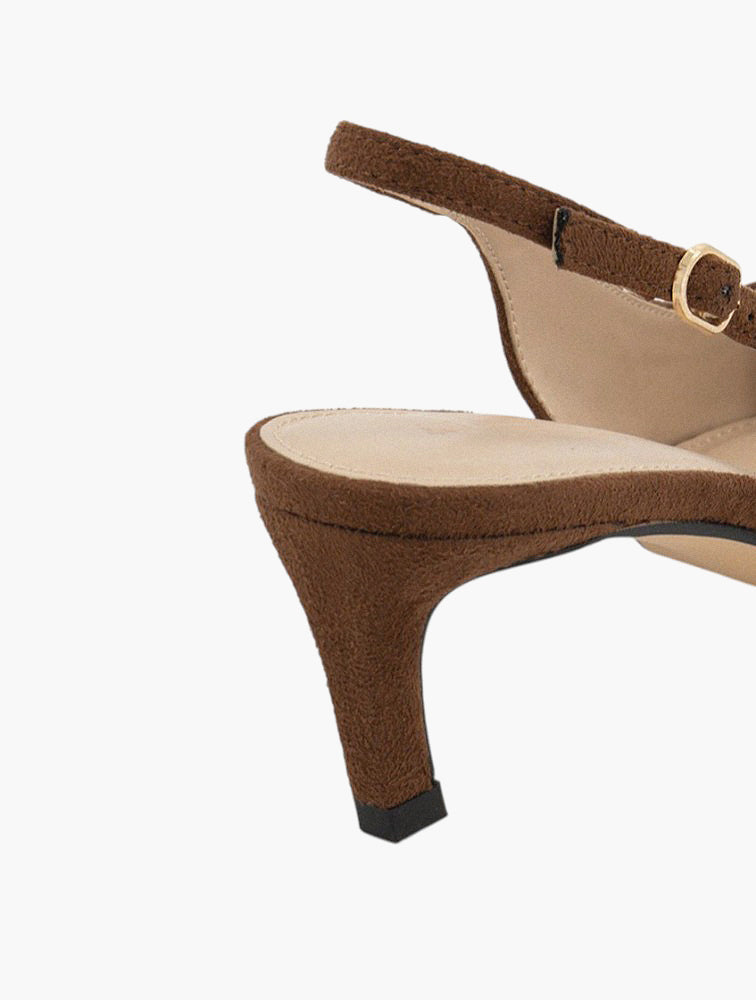 Woolworths Brown Slingback Kitten Heel Pumps - side