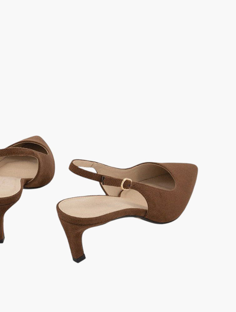 Woolworths Brown Slingback Kitten Heel Pumps - back