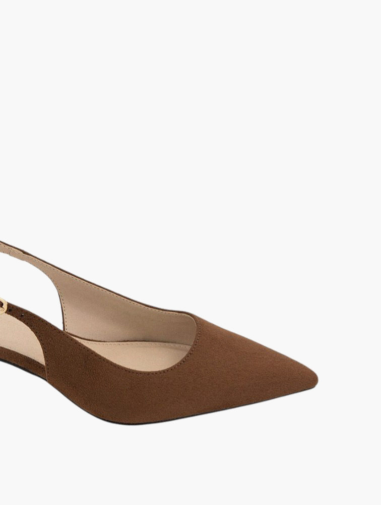 Woolworths Brown Slingback Kitten Heel Pumps - detail