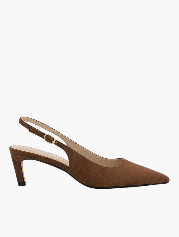 Woolworths Brown Slingback Kitten Heel Pumps - top