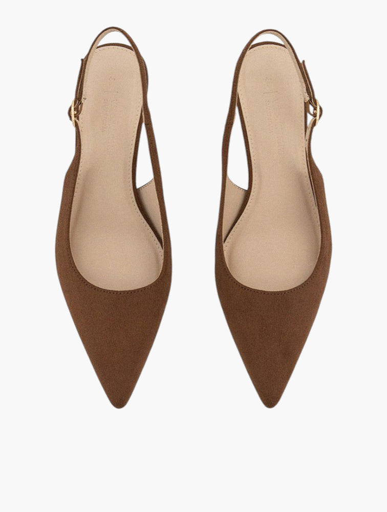 Woolworths Brown Slingback Kitten Heel Pumps - pair