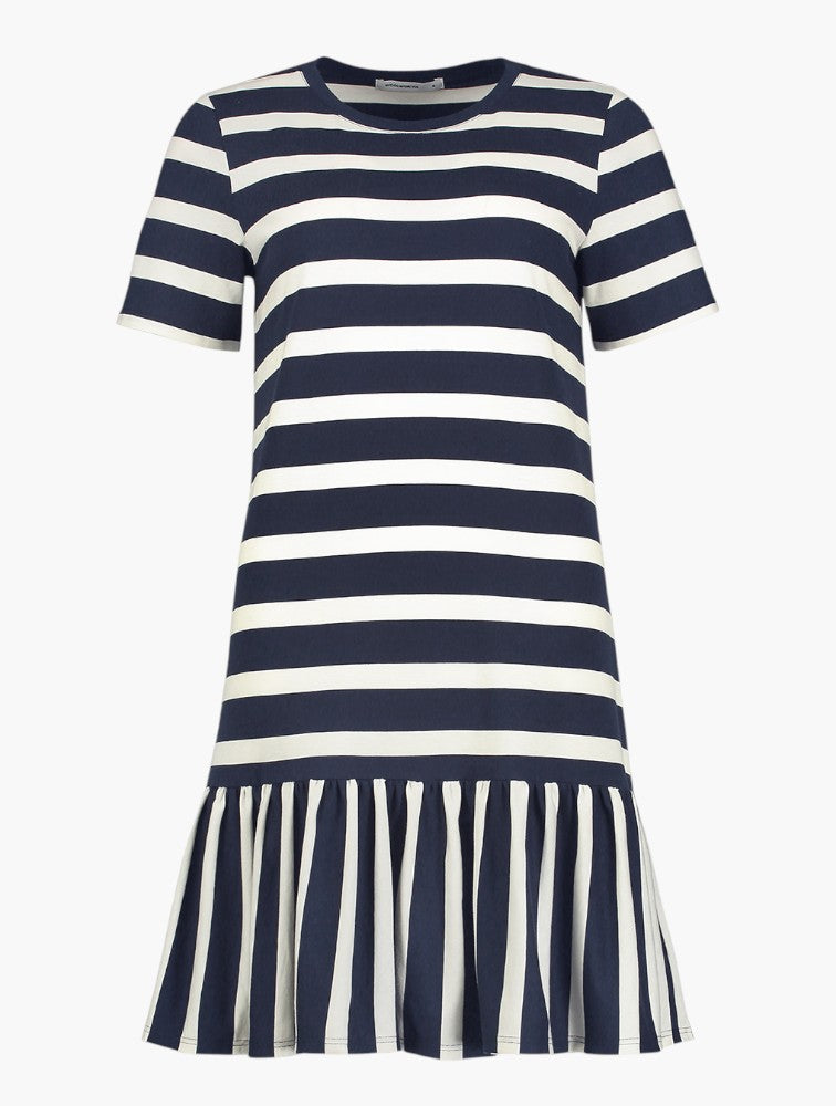 Striped Ruffle Hem Mini Dress styled