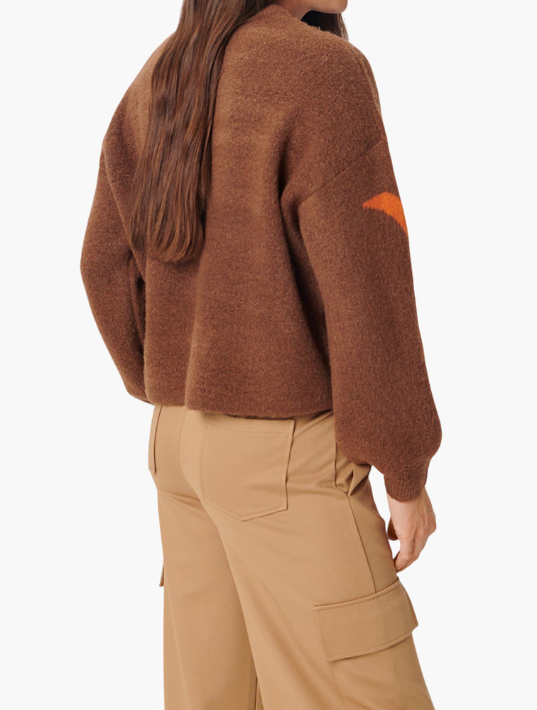 Sinsay Brown & Orange Oversized Sweater - Back