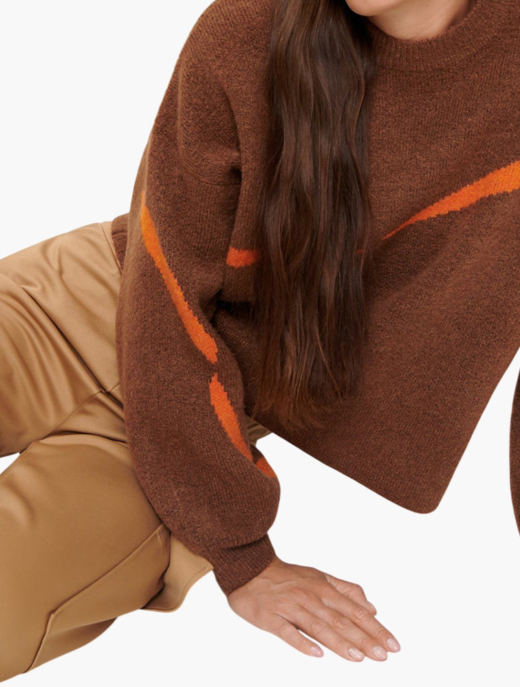 Sinsay Brown & Orange Oversized Sweater - On Model