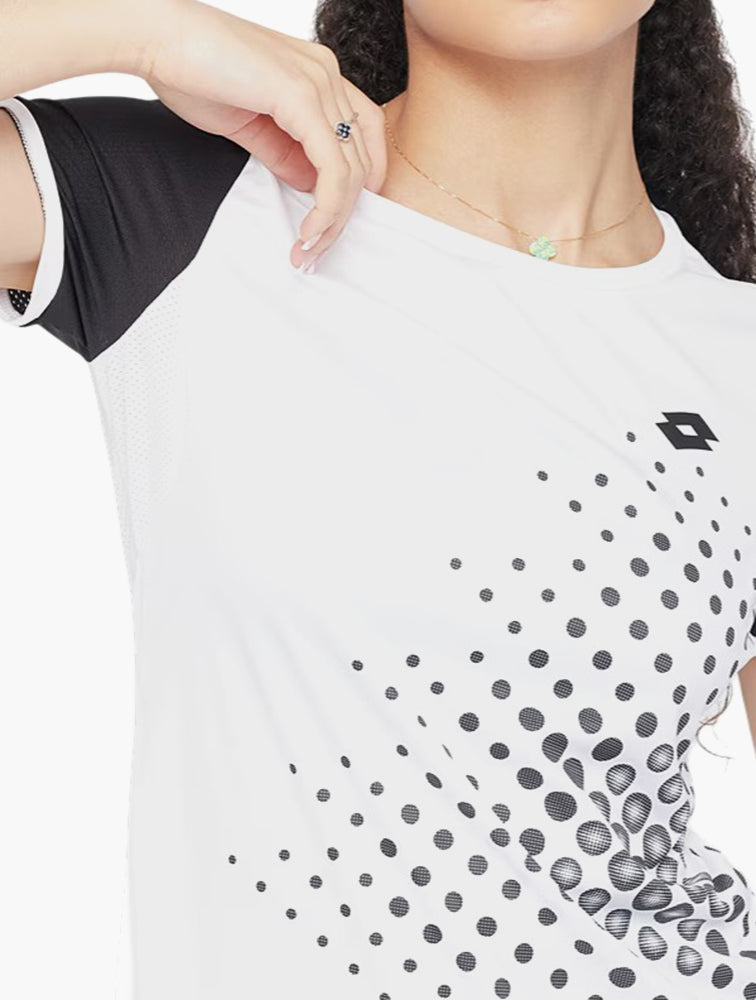 Lotto White & Black Printed Short Sleeve Tee back view