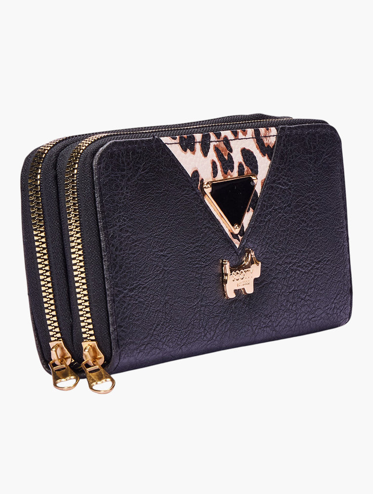 Scotty Bags Phantom Black Paris Leopard Clutch - open