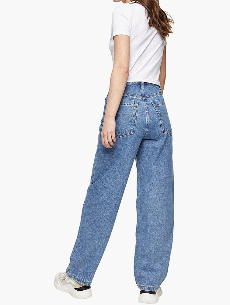 Blue High Rise Wide Leg Jeans back