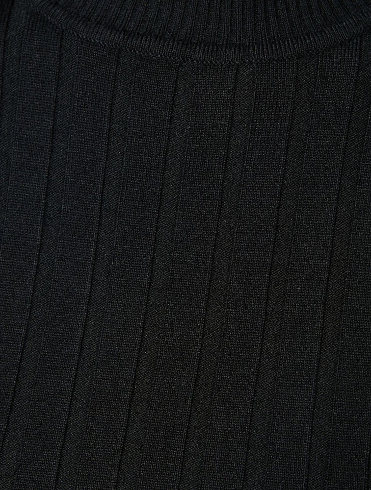 Daily Finery Black Ribbed High Neck Sweater - close-up