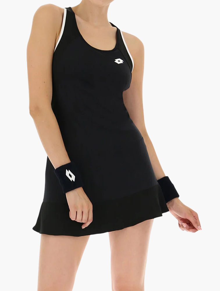 Lotto Black Squadra Sleeveless Mini Tennis Dress front view