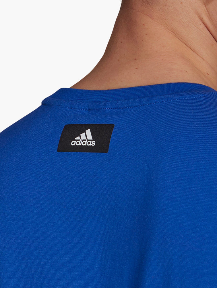 Adidas Bold Blue Future Icons 3B Logo Graphic Tee - Close Up