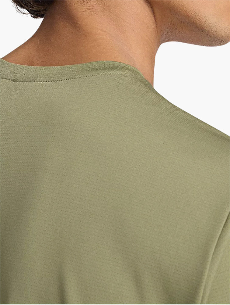 New Balance Dark Olivine Running Tee on model