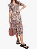 Swirl Check Print Midi Dress front