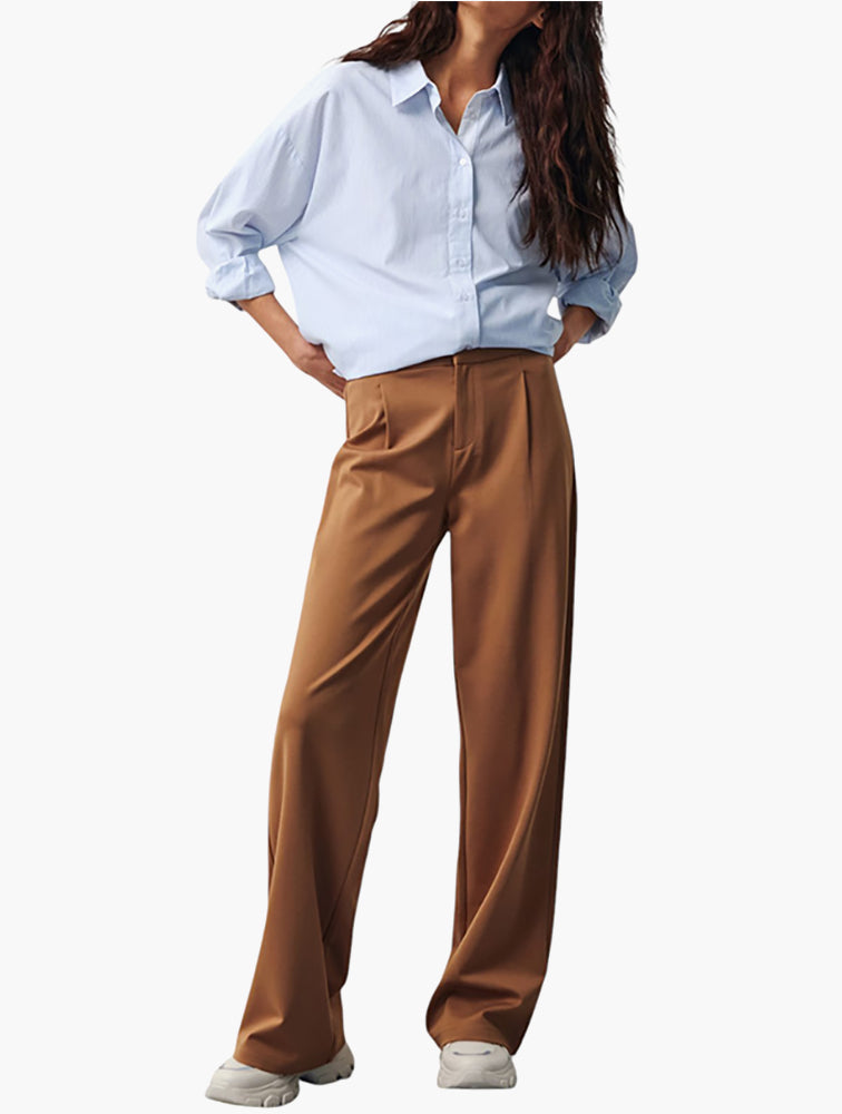 Sinsay Beige Wide Leg Trousers - Front