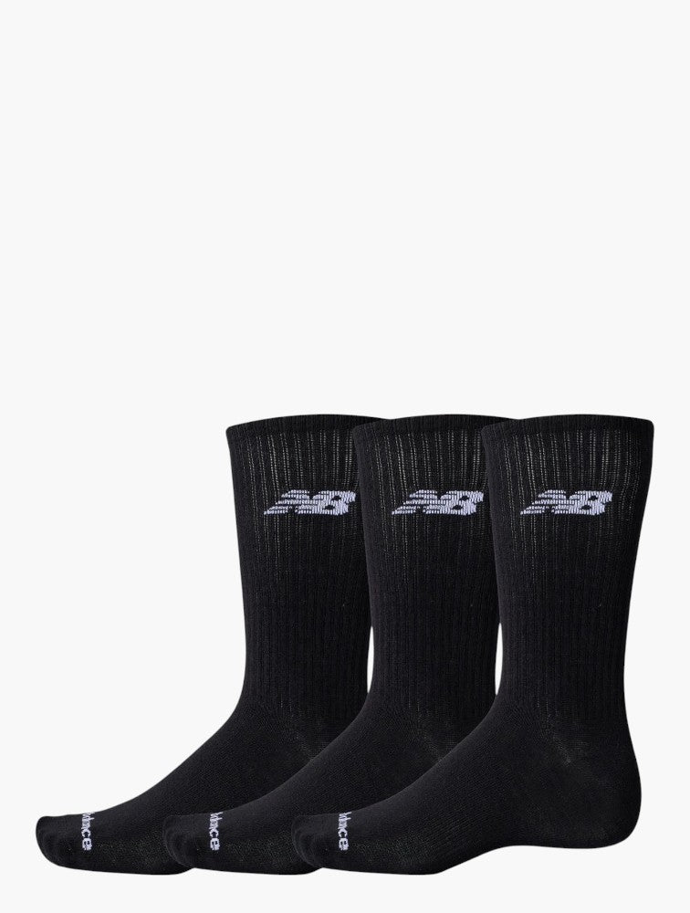 New Balance 3 Pack Black Crew Socks - Front