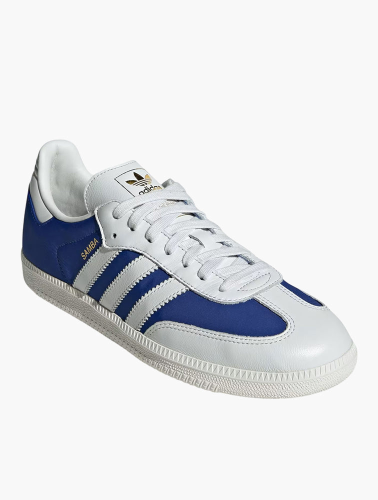 Adidas Samba OG Crystal White Royal Blue angle view